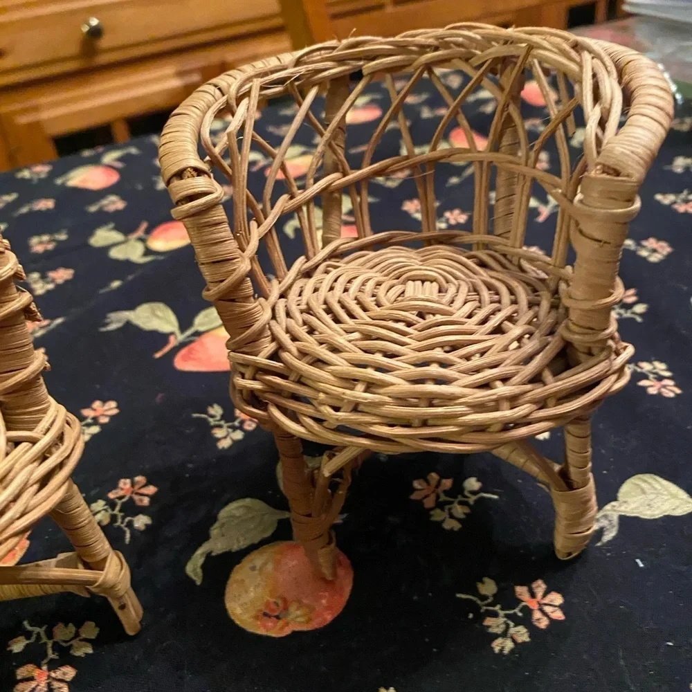 Miniature Wicker Chair and Table Set